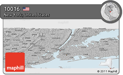 Gray Panoramic Map of ZIP Code 10016
