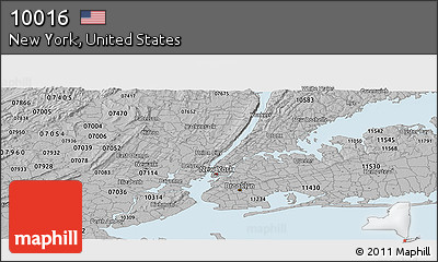 Gray Panoramic Map of ZIP Code 10016
