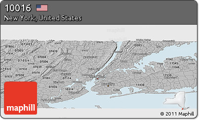Gray Panoramic Map of ZIP Code 10016