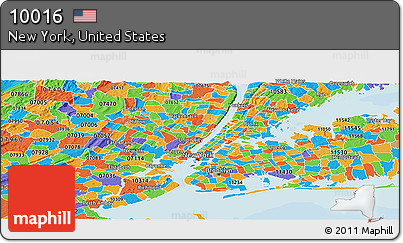 Political Panoramic Map of ZIP Code 10016
