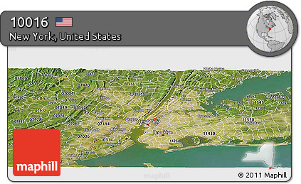 Satellite Panoramic Map of ZIP Code 10016