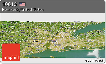 Satellite Panoramic Map of ZIP Code 10016