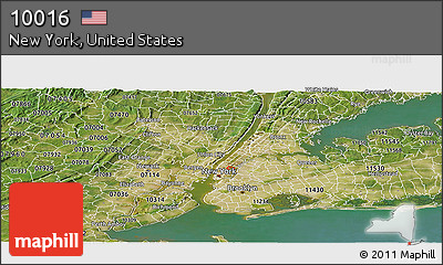 Satellite Panoramic Map of ZIP Code 10016