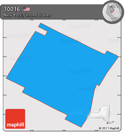 Political Simple Map of ZIP Code 10016, cropped outside