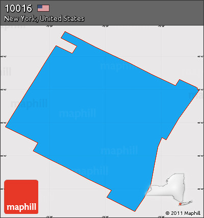 Political Simple Map of ZIP Code 10016, cropped outside