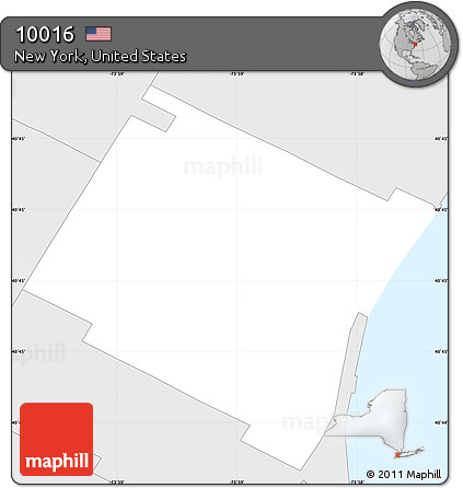 Silver Style Simple Map of ZIP Code 10016