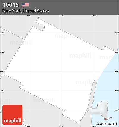 Silver Style Simple Map of ZIP Code 10016