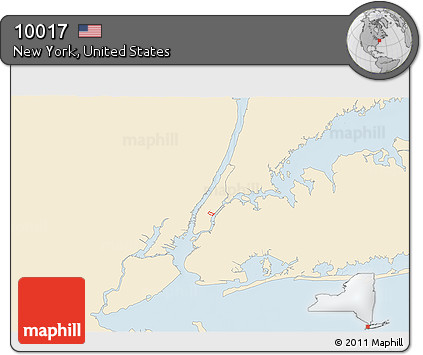 Classic Style 3D Map of ZIP Code 10017, single color outside