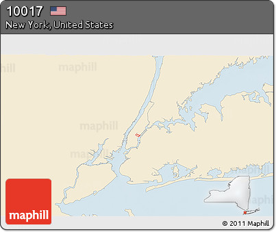 Classic Style 3D Map of ZIP Code 10017, single color outside