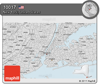Silver Style 3D Map of ZIP Code 10017
