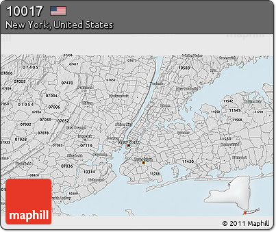 Silver Style 3D Map of ZIP Code 10017