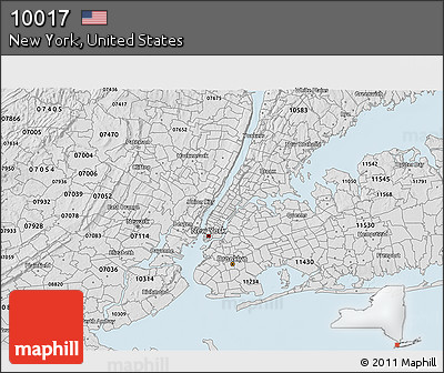 Silver Style 3D Map of ZIP Code 10017