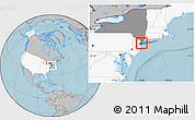 Gray Location Map of ZIP code 10017, highlighted country, highlighted state, hill shading