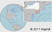 Gray Location Map of ZIP code 10017, highlighted state, hill shading
