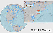 Gray Location Map of ZIP code 10017, hill shading