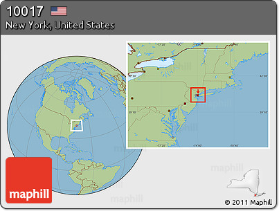 Savanna Style Location Map of ZIP Code 10017