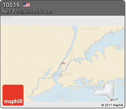 Classic Style 3D Map of ZIP Code 10019, single color outside