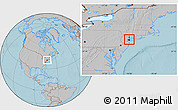 Gray Location Map of ZIP code 10019, hill shading