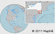 Gray Location Map of ZIP code 10021, highlighted state, hill shading