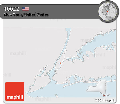 Silver Style 3D Map of ZIP Code 10022, single color outside
