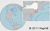 Gray Location Map of ZIP code 10023, highlighted state, hill shading