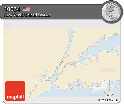 Classic Style 3D Map of ZIP Code 10024, single color outside