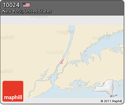 Classic Style 3D Map of ZIP Code 10024, single color outside