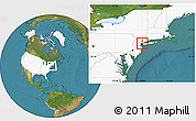 Satellite Location Map of ZIP code 10024, highlighted country, highlighted county