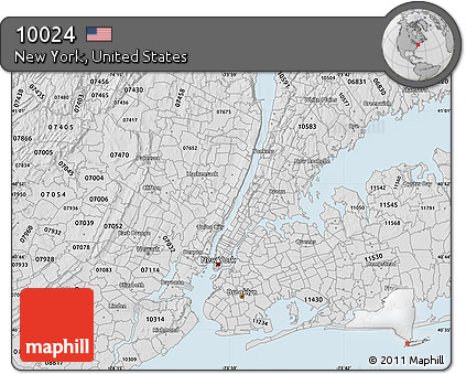 Silver Style Map of ZIP Code 10024