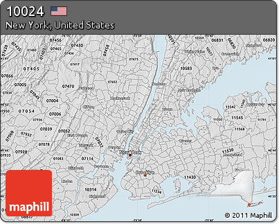 Silver Style Map of ZIP Code 10024