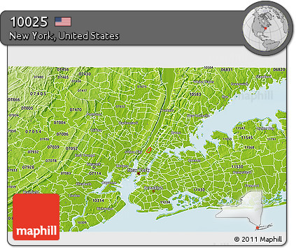 Physical 3D Map of ZIP Code 10025