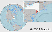 Gray Location Map of ZIP code 10025, highlighted state, hill shading