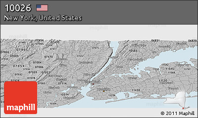 Gray Panoramic Map of ZIP Code 10026