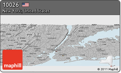 Gray Panoramic Map of ZIP Code 10026