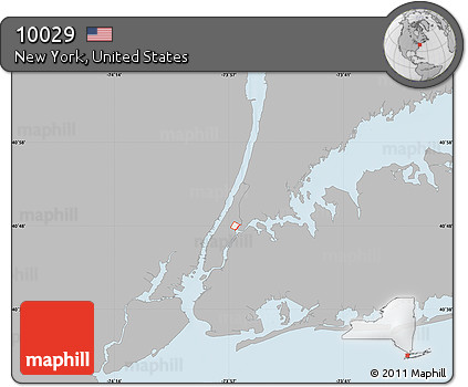 Gray Map of ZIP Code 10029, single color outside