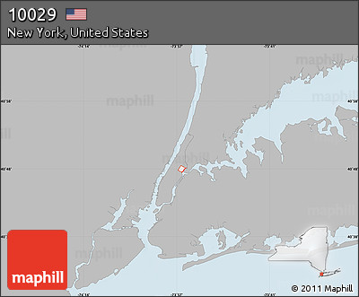 Gray Map of ZIP Code 10029, single color outside