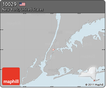 Gray Map of ZIP Code 10029, single color outside