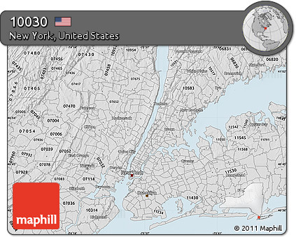 Silver Style Map of ZIP Code 10030
