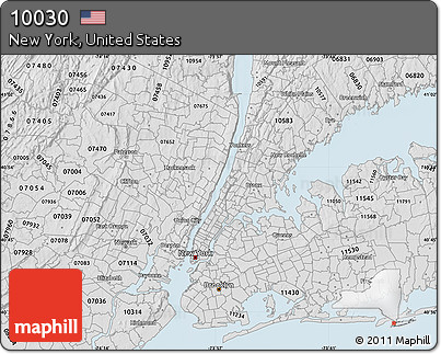 Silver Style Map of ZIP Code 10030