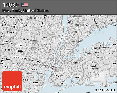 Silver Style Map of ZIP Code 10030
