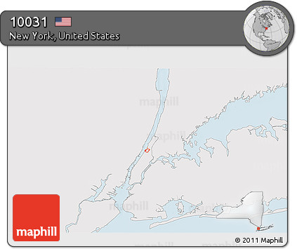 Silver Style 3D Map of ZIP Code 10031, single color outside