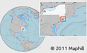 Gray Location Map of ZIP code 10031, highlighted county, highlighted state, hill shading