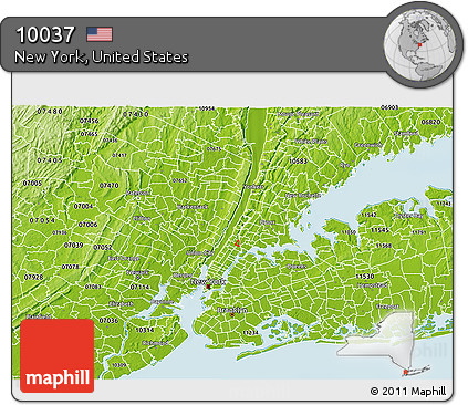 Physical 3D Map of ZIP Code 10037
