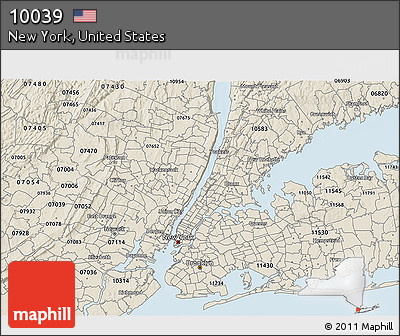 Classic Style 3D Map of ZIP Code 10039