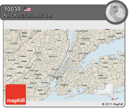 Classic Style 3D Map of ZIP Code 10039