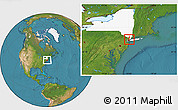 Satellite Location Map of ZIP code 10039, highlighted county, highlighted state