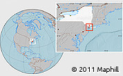 Gray Location Map of ZIP code 10040, highlighted state, hill shading
