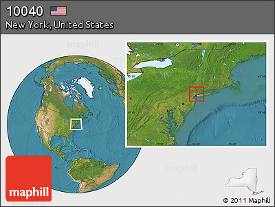 Satellite Location Map of ZIP Code 10040