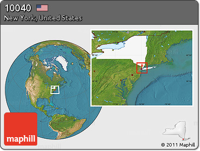 Satellite Location Map of ZIP Code 10040, highlighted state