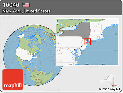 Savanna Style Location Map of ZIP Code 10040, highlighted country, highlighted state